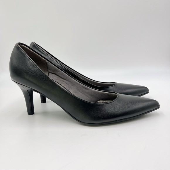 7N 7 N NARROW LifeStride Womens Sevyn Black Faux Leather Point Toe Pumps Heels - Picture 2 of 15